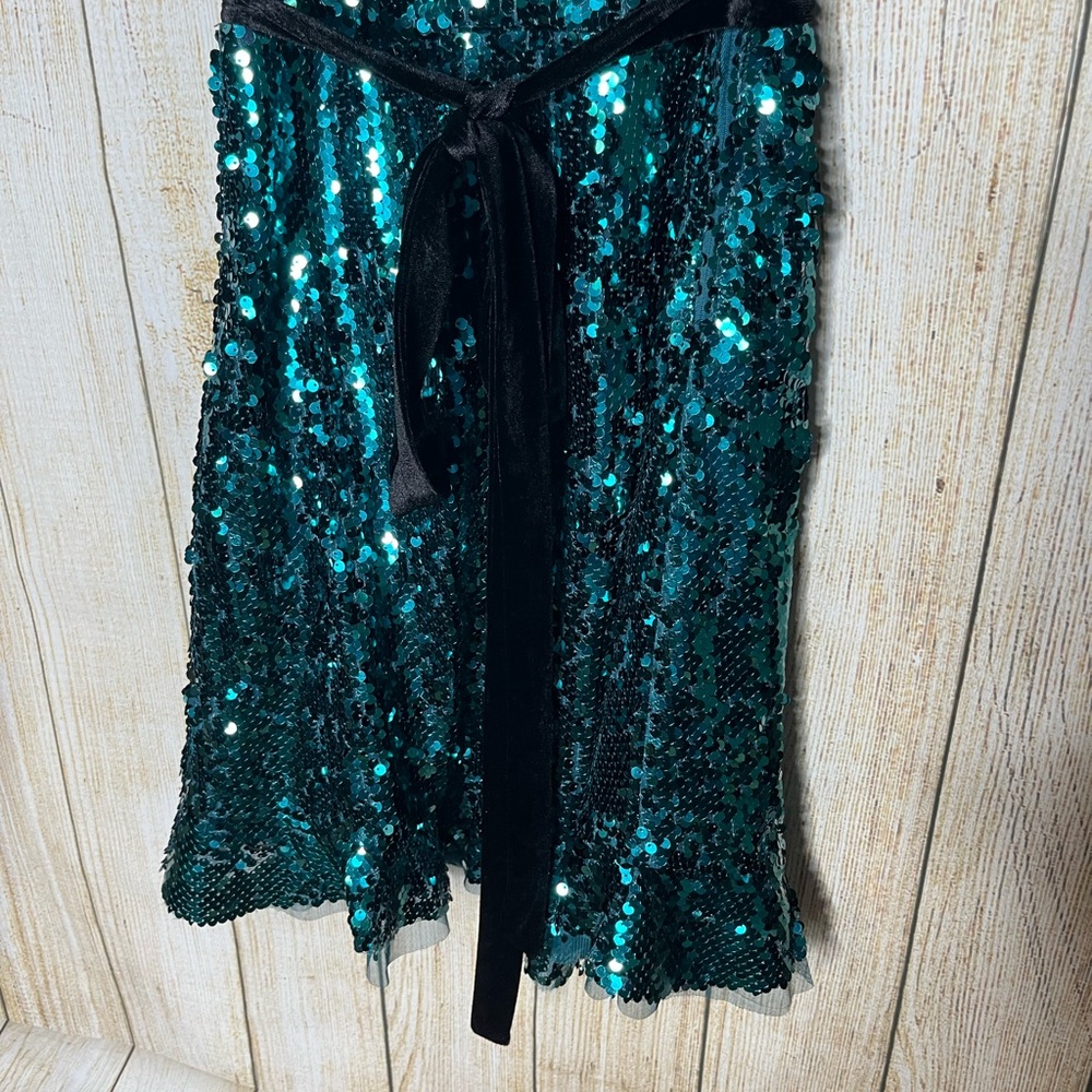 Free People Sequin Siren Mini Dress in Green Spirulina - Picture 5 of 8